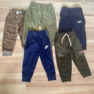 Nike and Puma Kids Jogger Pants Set - Blue, Green, and Brown